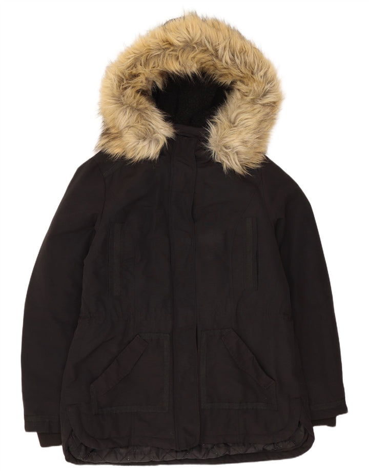 Giacca Parka con cappuccio da donna Monsoon UK 14 Large in cotone nero