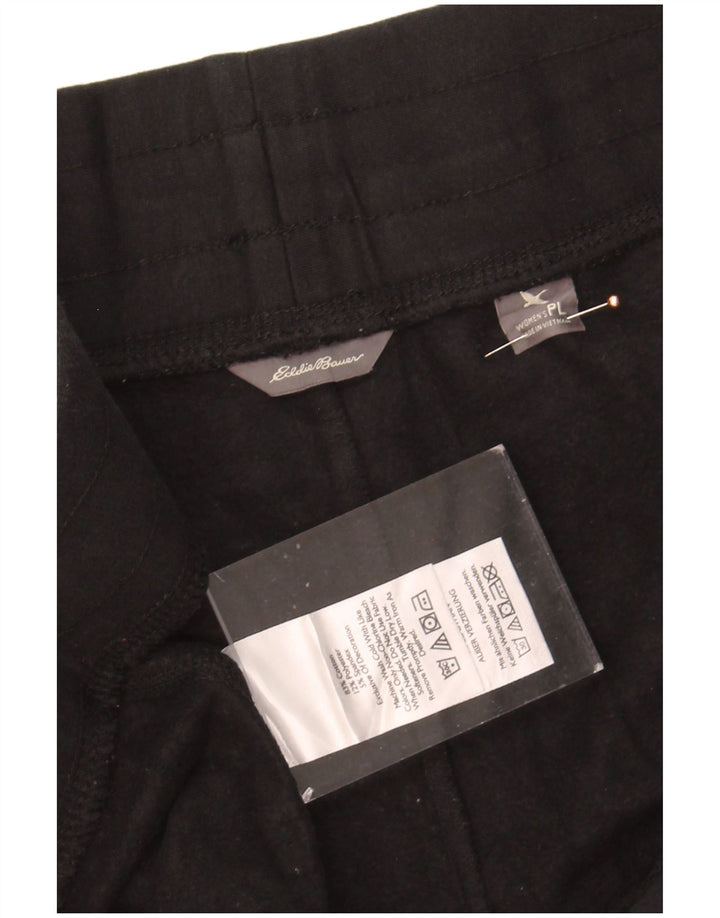 EDDIE BAUER Womens Tracksuit Trousers UK 16 Large Black Cotton