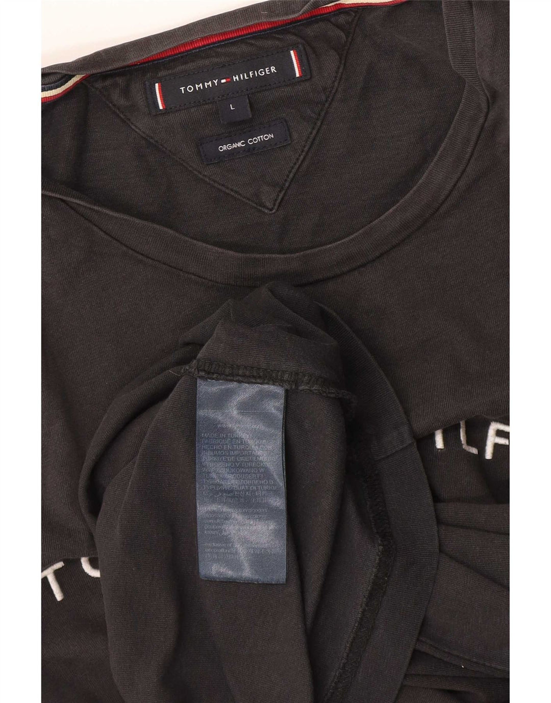 TOMMY HILFIGER T-shirt grafica da uomo Top grande in cotone grigio