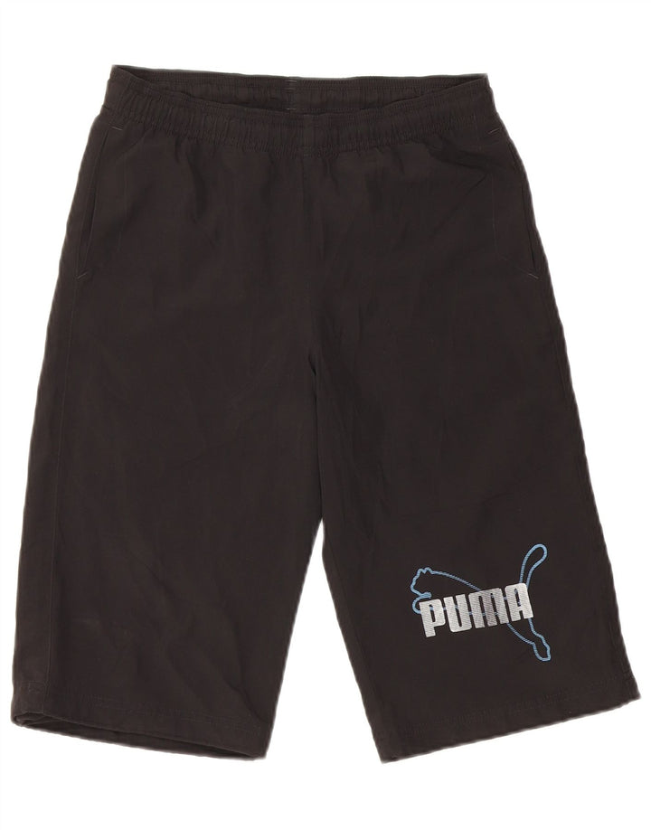 Pantaloncini sportivi grafici Puma da ragazzo 11-12 anni in poliestere nero