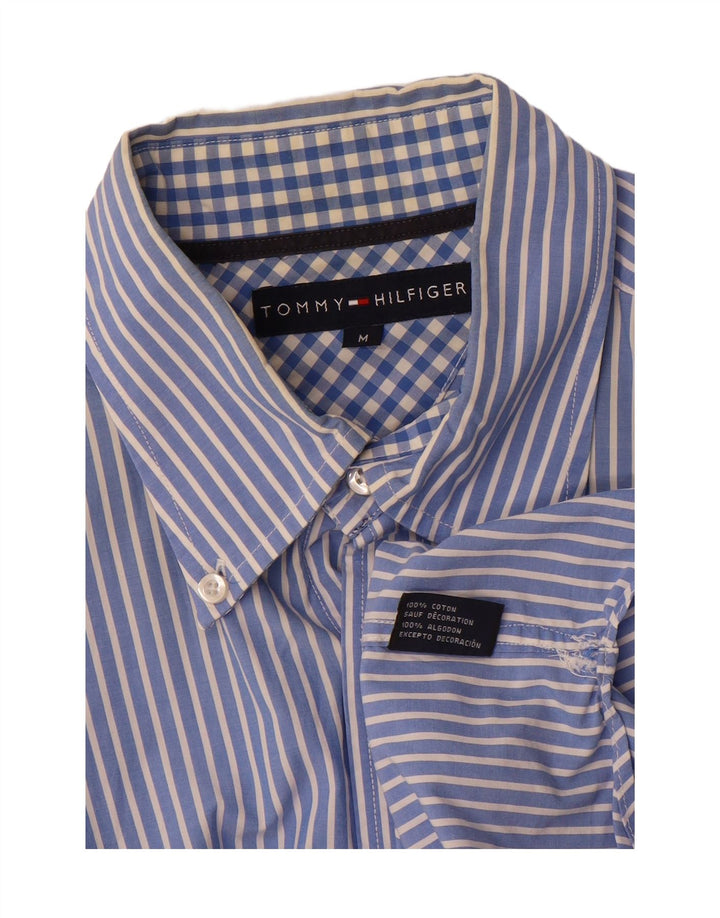 TOMMY HILFIGER Mens Shirt Medium Blue Striped Cotton