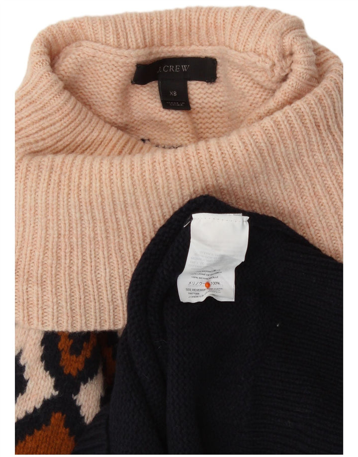 J. CREW Maglione corto da donna con collo alto UK 6 XS Blu navy Fair Isle