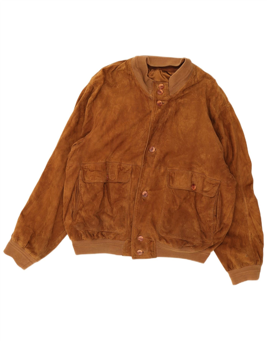 Giubbotto bomber vintage in pelle scamosciata da uomo IT 56 3XL Marrone