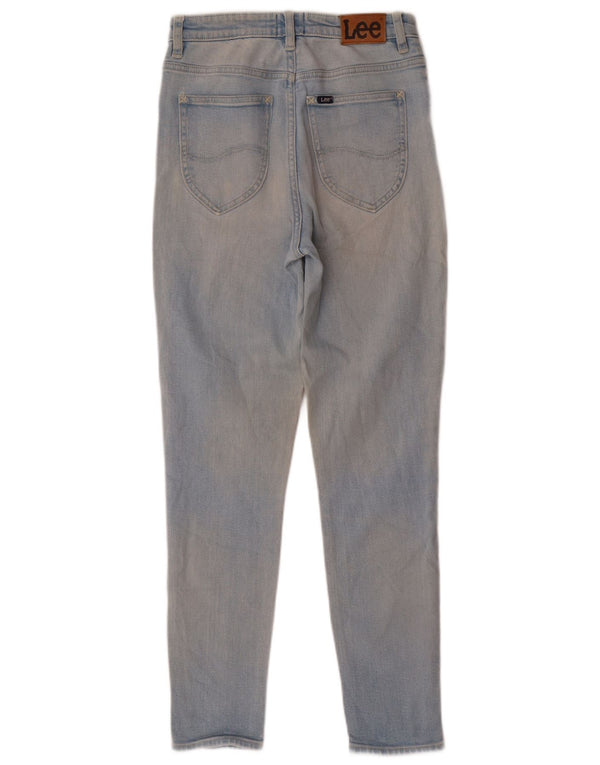 Jeans Lee da donna slim a vita alta UK 10 piccoli W26 L28 cotone blu