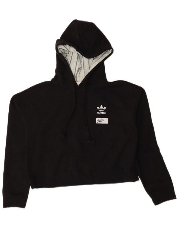 Felpa con cappuccio oversize corta Adidas da donna UK 6 XS poliestere nero
