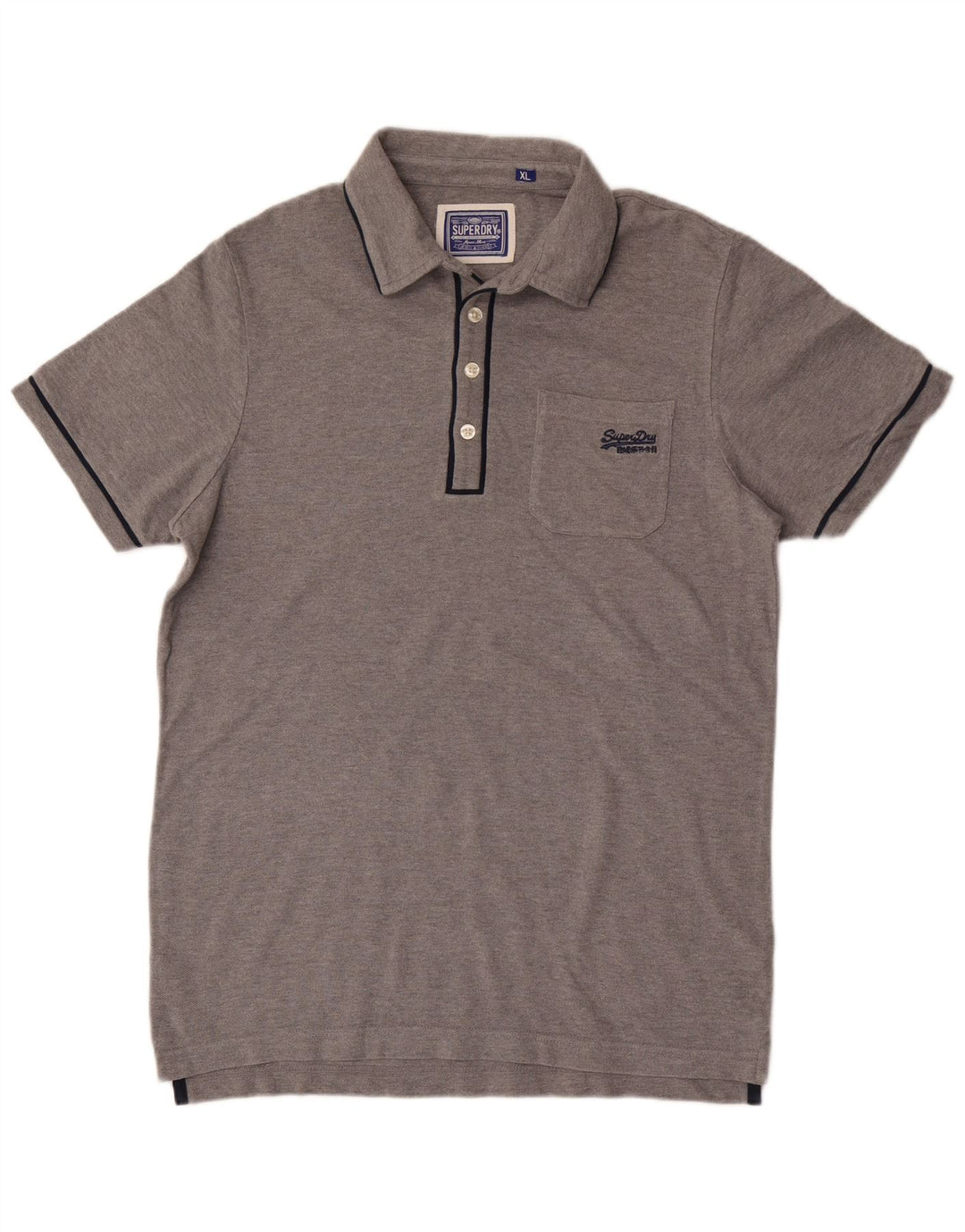 Polo da uomo Superdry XL in cotone chiazzato grigio