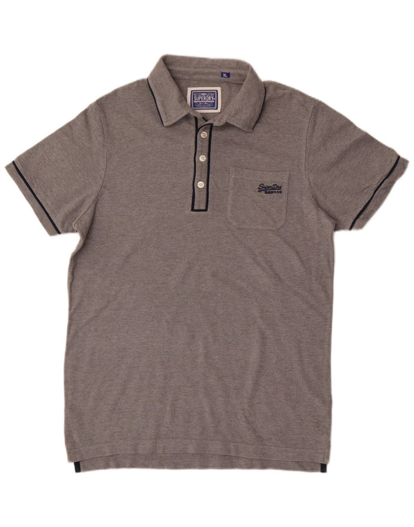 Polo da uomo Superdry XL in cotone chiazzato grigio