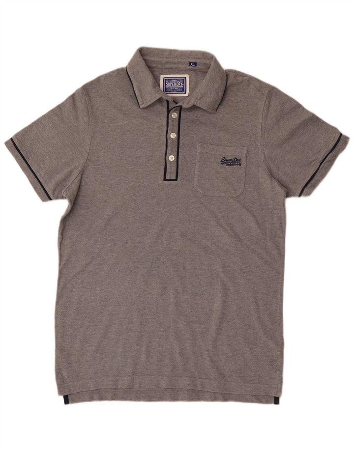 Polo da uomo Superdry XL in cotone chiazzato grigio