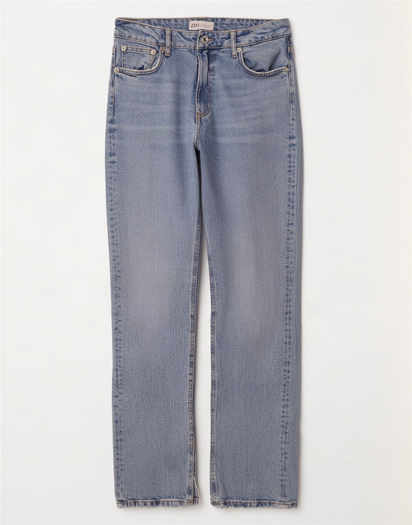 Jeans dritti da donna Zara EU 38 Small W28 L32 Cotone blu