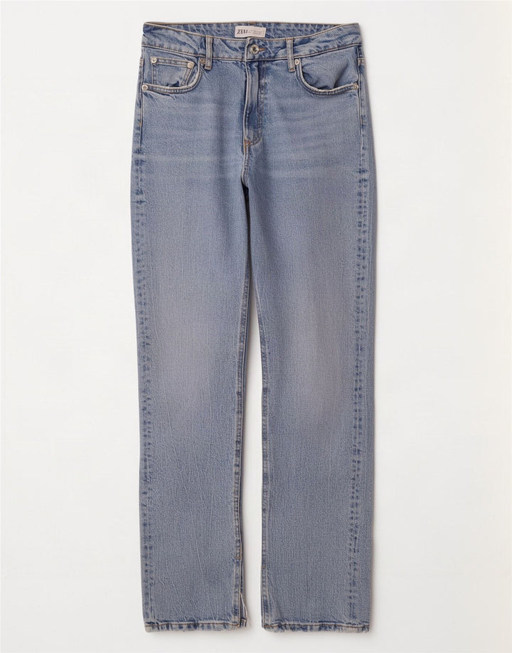 Jeans dritti da donna Zara EU 38 Small W28 L32 Cotone blu