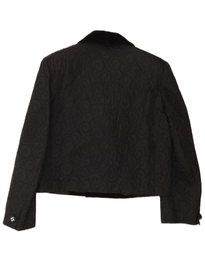 Giacca blazer doppiopetto da donna VINTAGE UK 14 Medium Black Paisley
