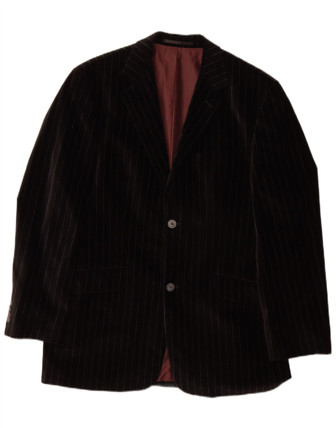 Giacca blazer vintage da uomo in velluto a 2 bottoni IT 50 grande cotone a righe nere
