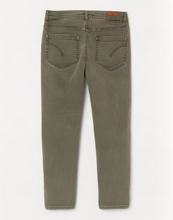 Dondup Mens George Cropped Skinny Jeans W32 L26 Khaki Cotton
