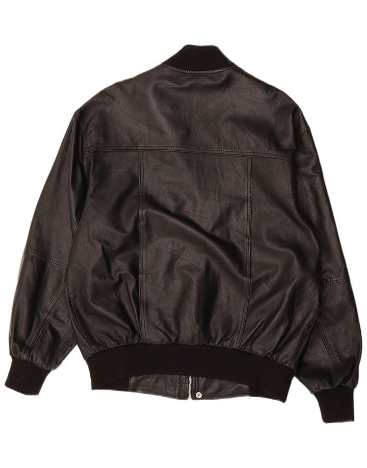 Giacca in pelle bomber da uomo vintage UK 38 in pelle nera media
