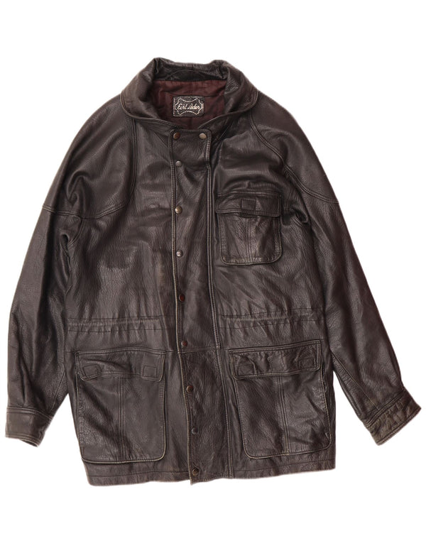 Giacca in pelle da uomo VINTAGE UK 40 grande in pelle nera