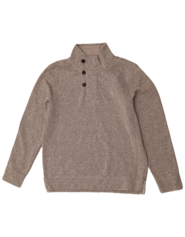 FAT FACE Felpa da uomo Airlie con collo abbottonato, maglione grande, grigio screziato