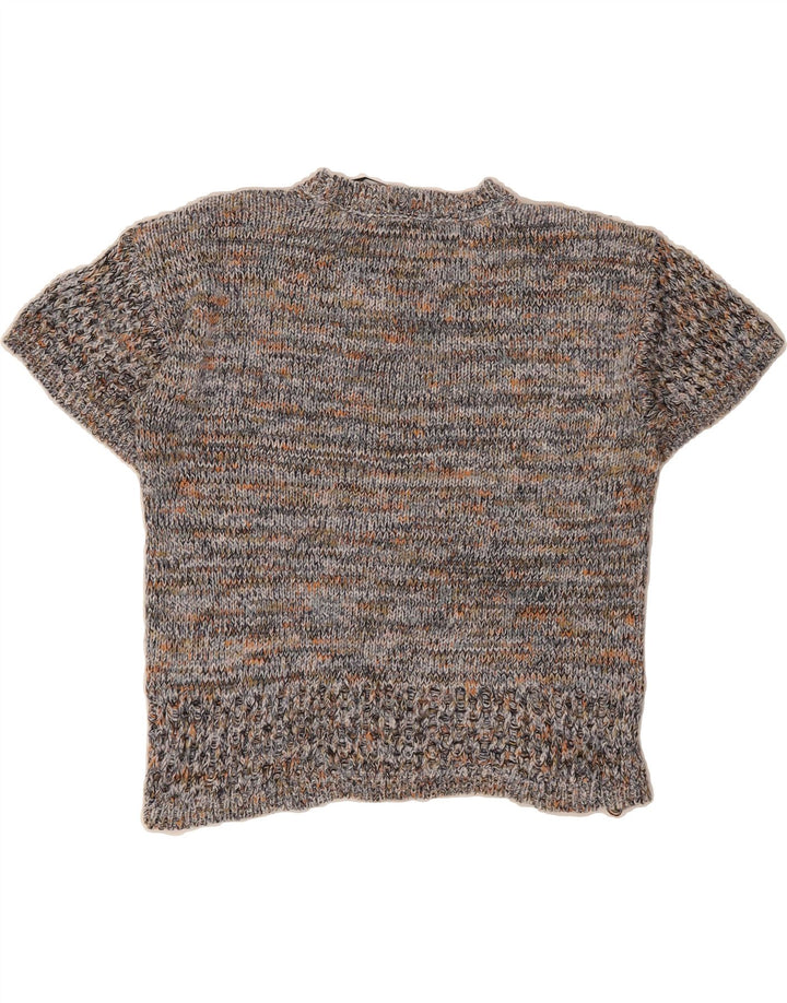 TOMMY HILFIGER Womens Oversized Crew Neck Jumper Sweater UK 10 Small Grey Vintage Tommy Hilfiger and Second-Hand Tommy Hilfiger from Messina Hembry 