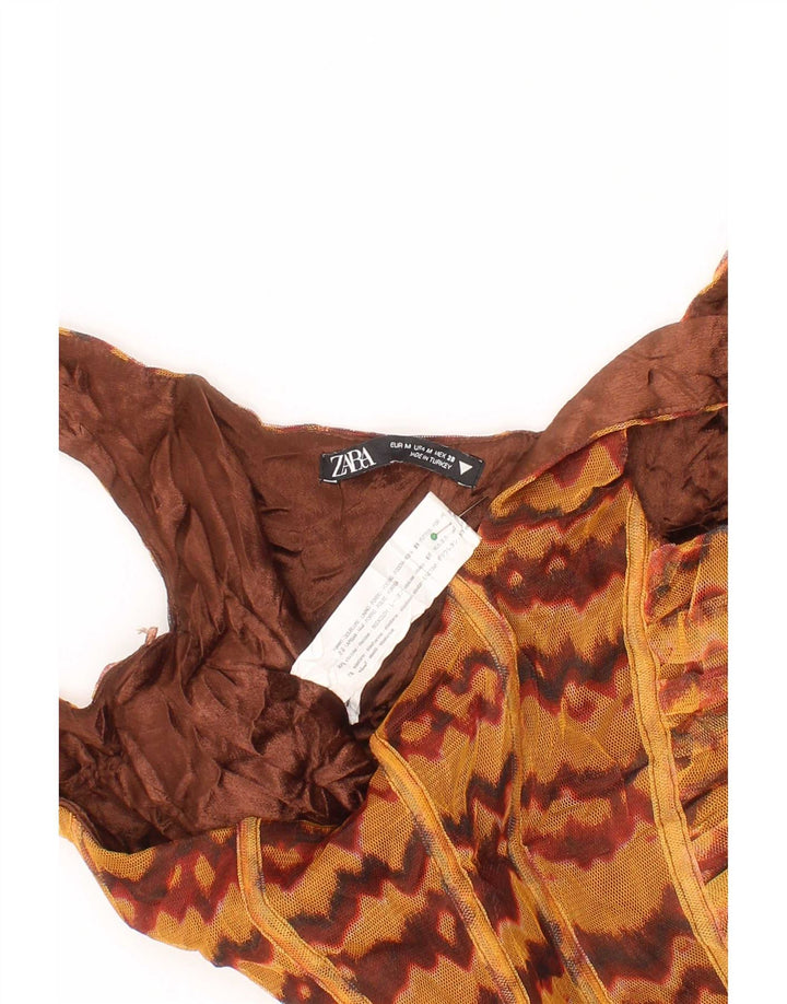 Top corto da donna Zara in viscosa marrone medio, stile bohémien