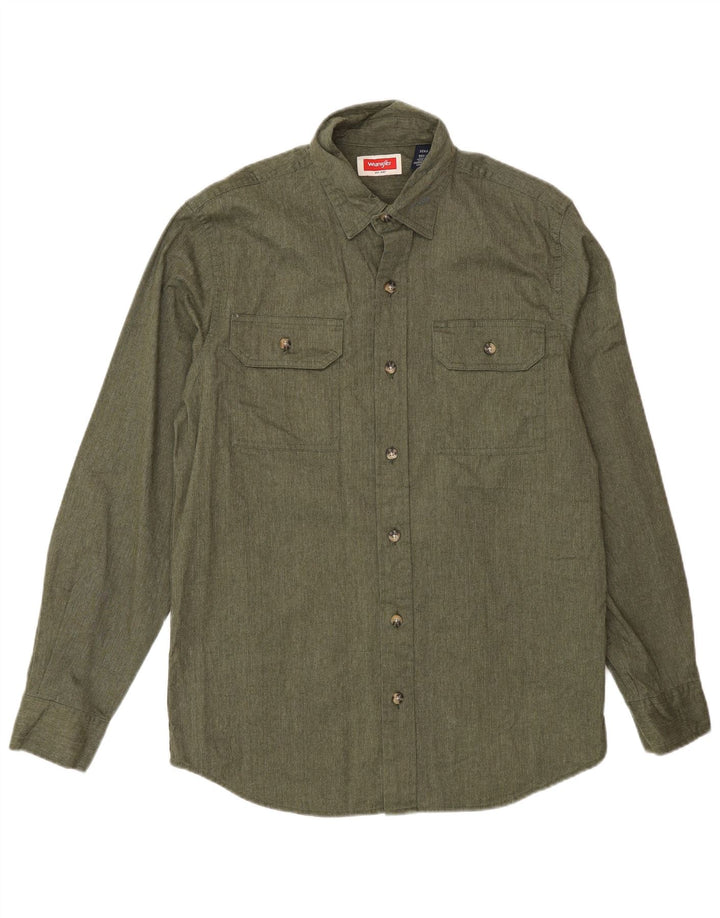 Camicia da uomo Wrangler piccola in cotone kaki