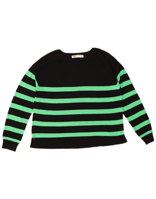 Maglione Zara da donna con scollo a barca UK 10 piccolo in viscosa a righe nere