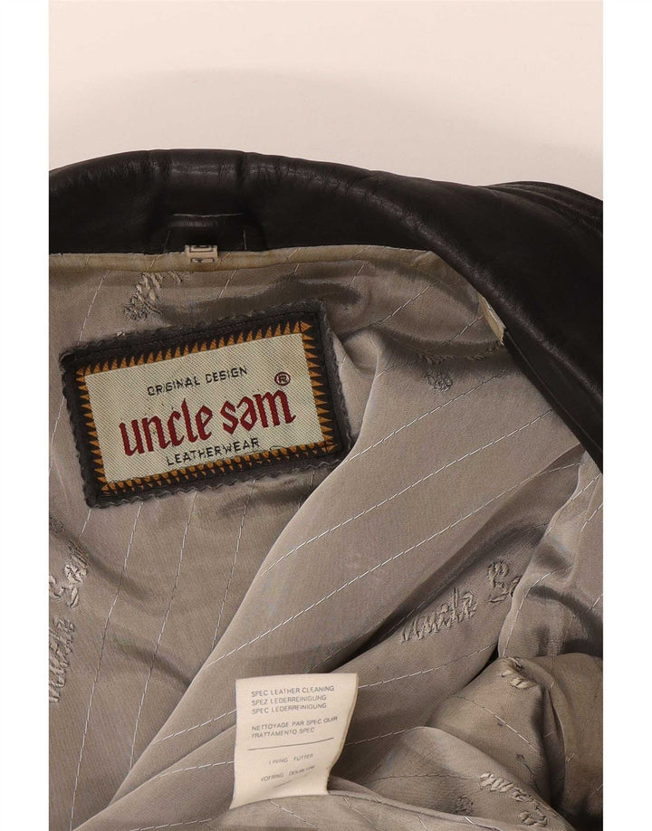 Gilet in pelle da uomo Zio Sam grande in pelle nera