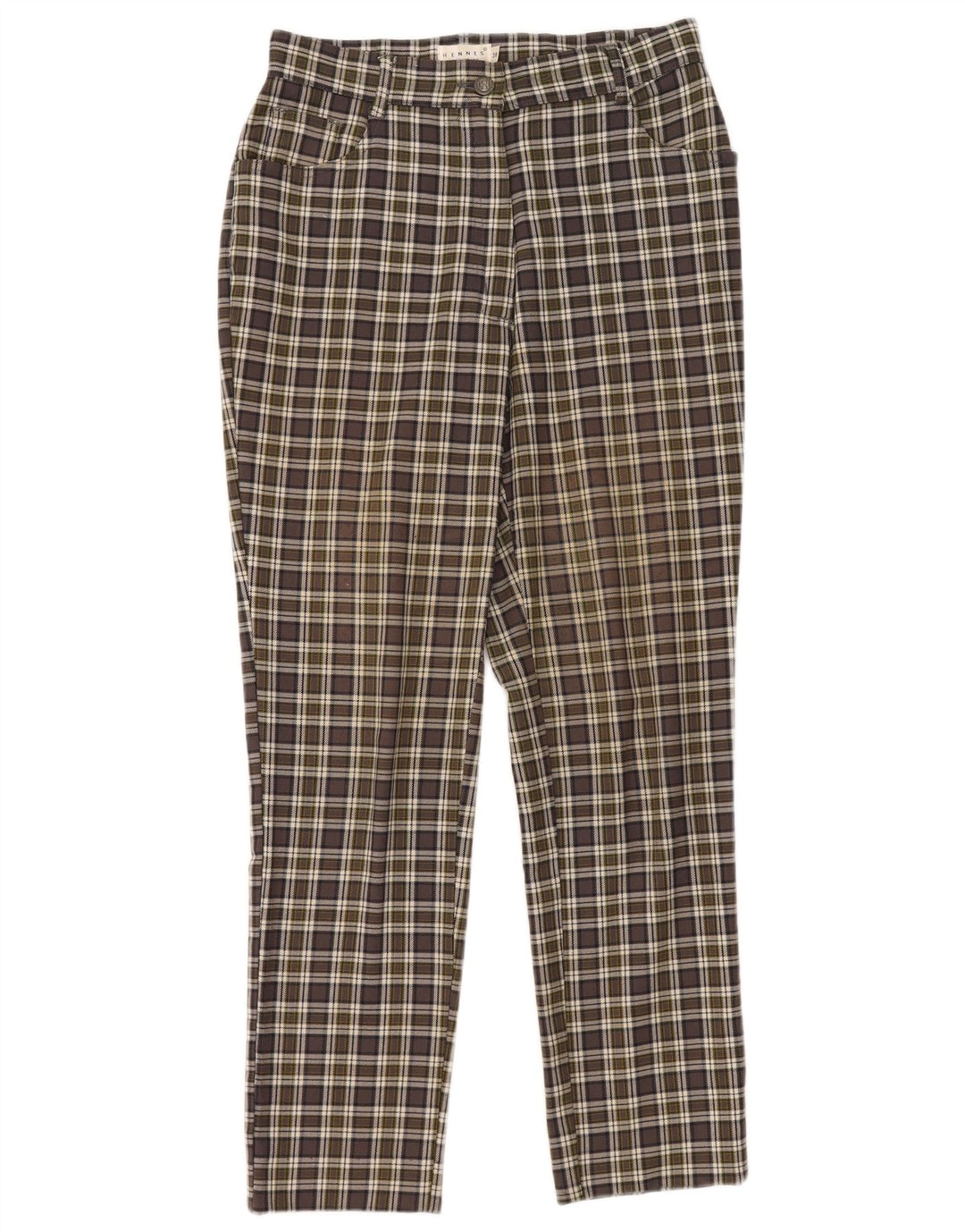 Pantaloni casual slim da donna Hennes EU 38 medi W28 L28 quadri verdi