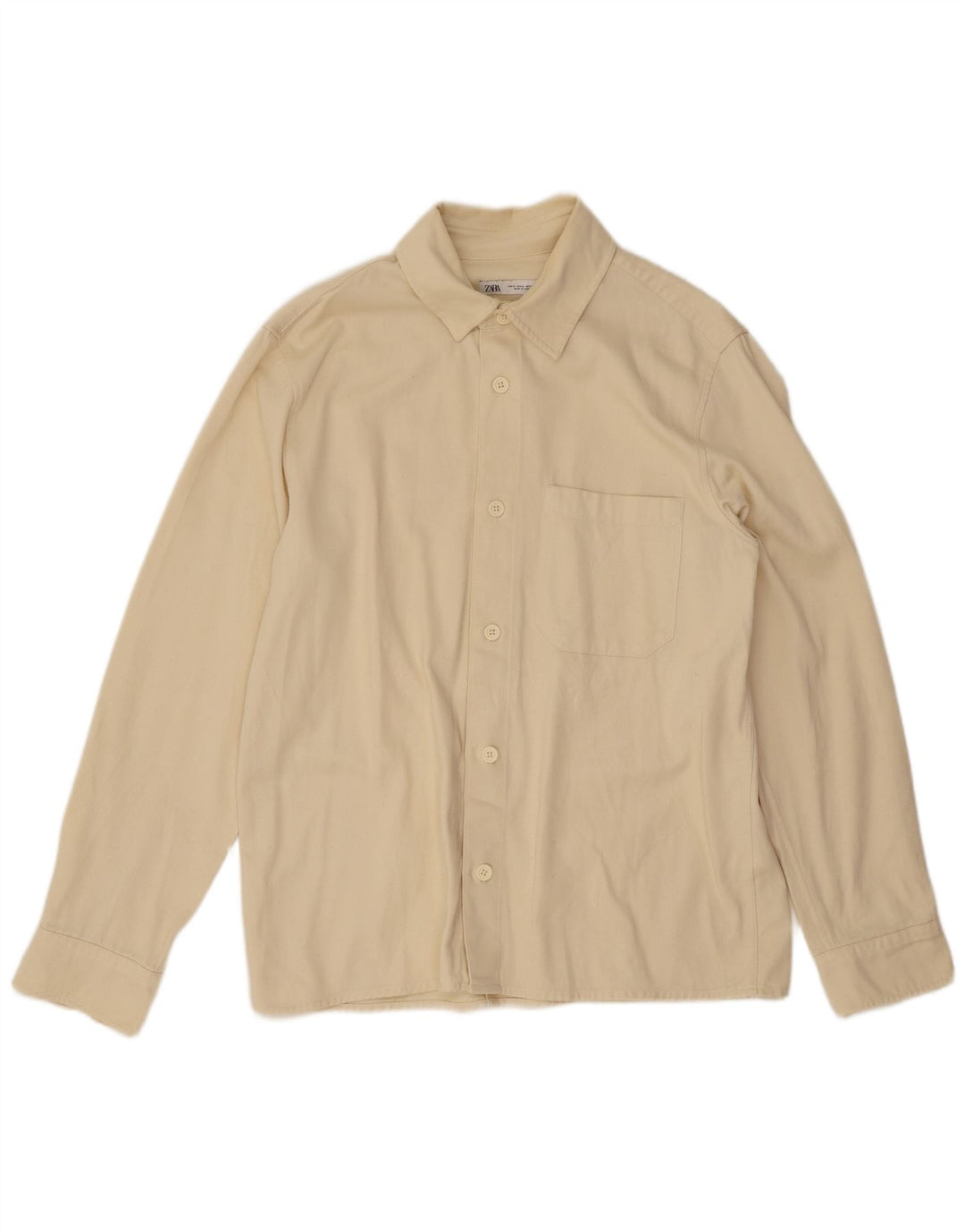 Camicia Zara Uomo Cotone Beige Medio