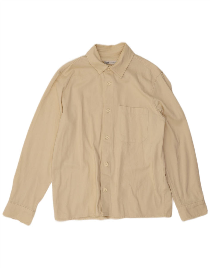 Camicia Zara Uomo Cotone Beige Medio