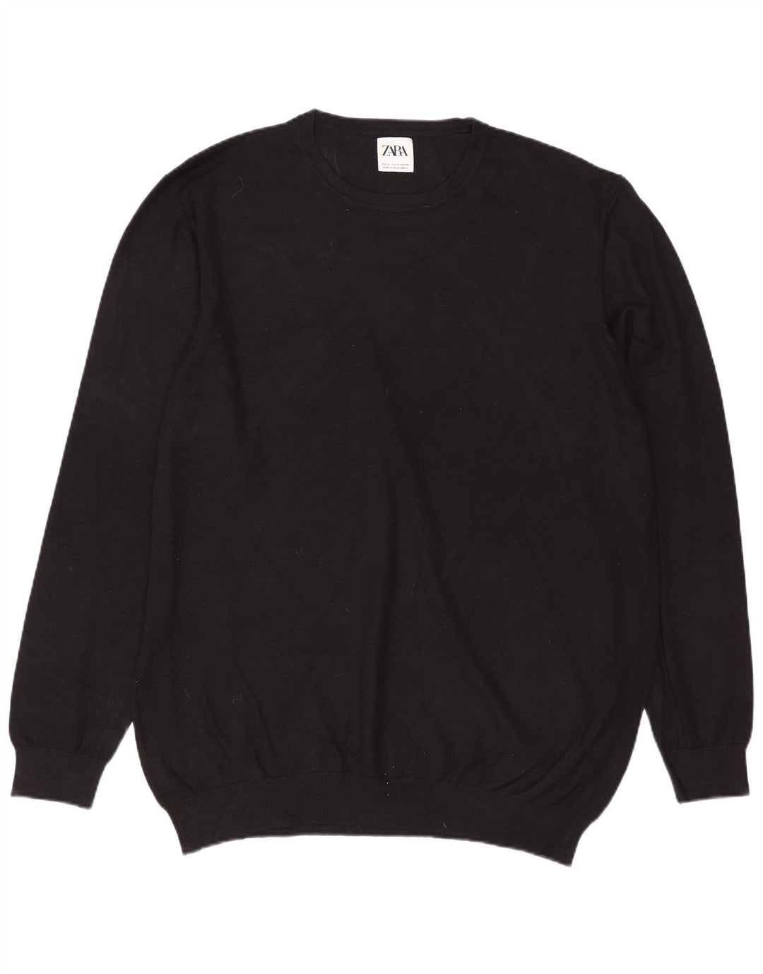 Maglia ZARA Uomo Girocollo Maglia Media Nera in Viscosa