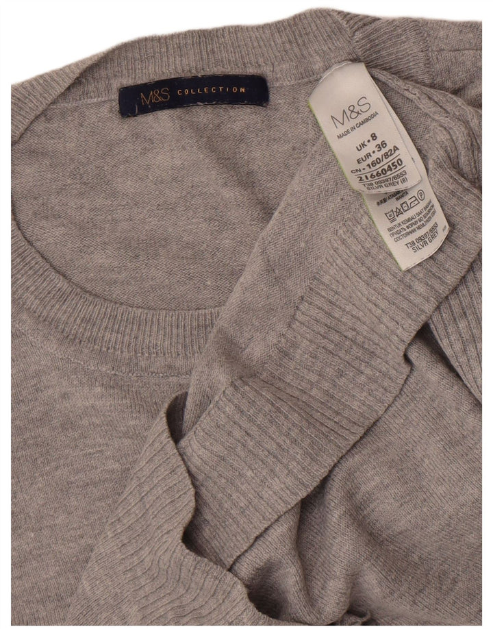 Maglione maglione con scollo a barca da donna Marks & Spencer UK 8 piccolo grigio screziato