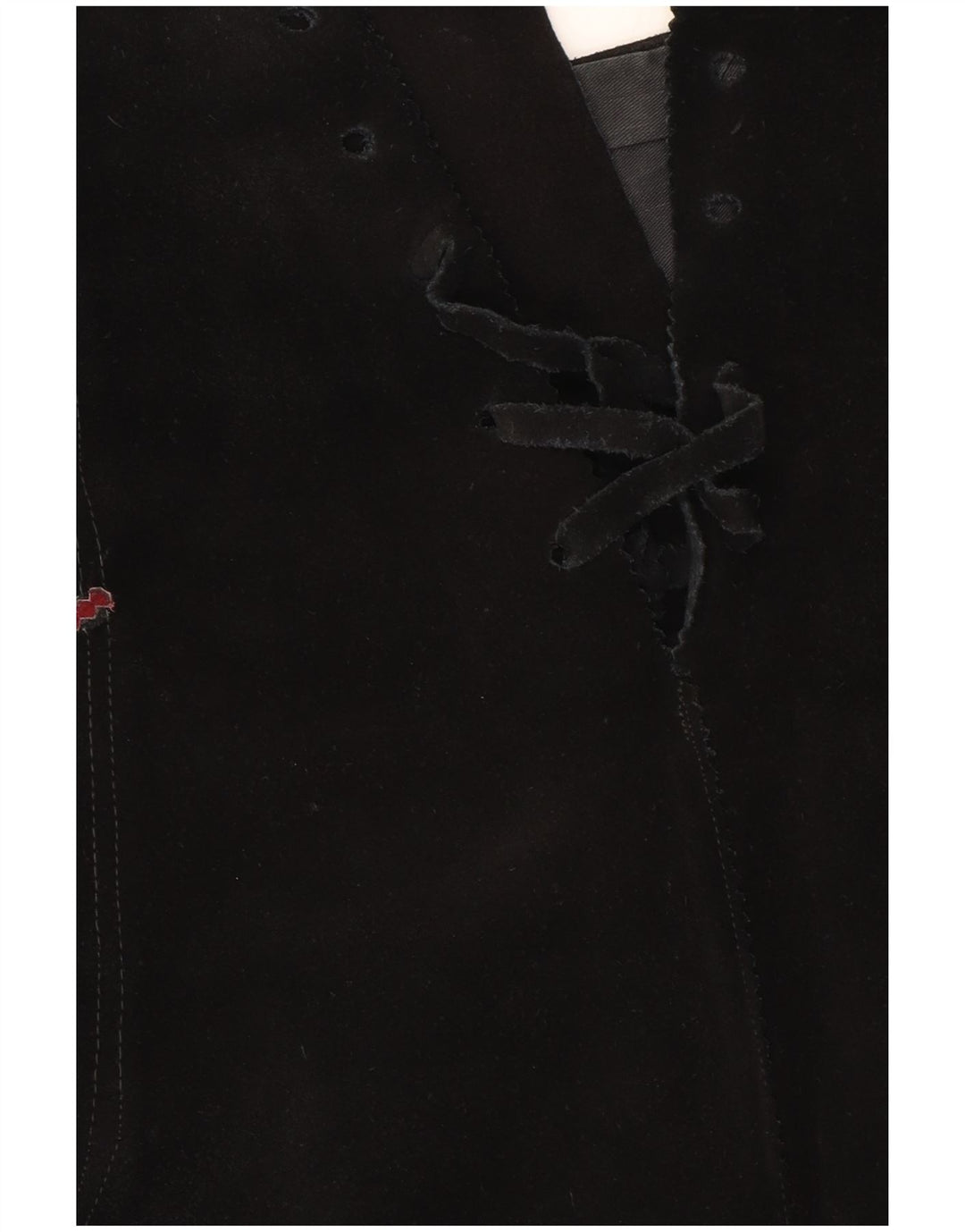 Gonna longuette vintage in pelle scamosciata da donna W28 media nera geometrica