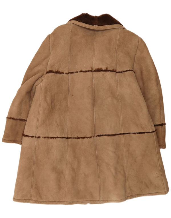 Cappotto in shearling vintage da donna UK 16 grande beige