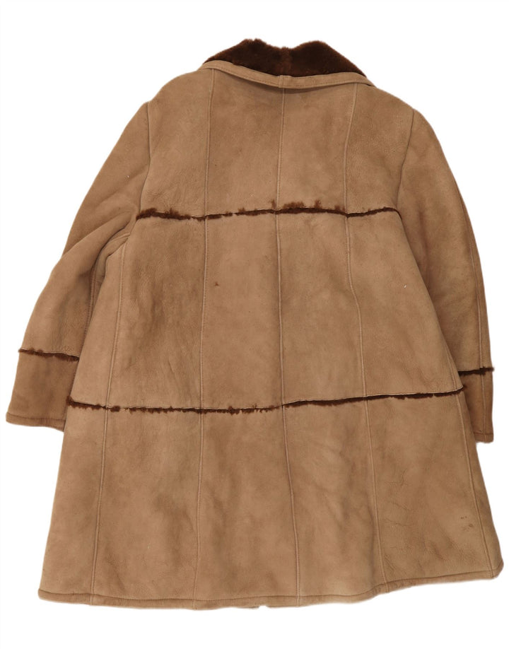 Cappotto in shearling vintage da donna UK 16 grande beige
