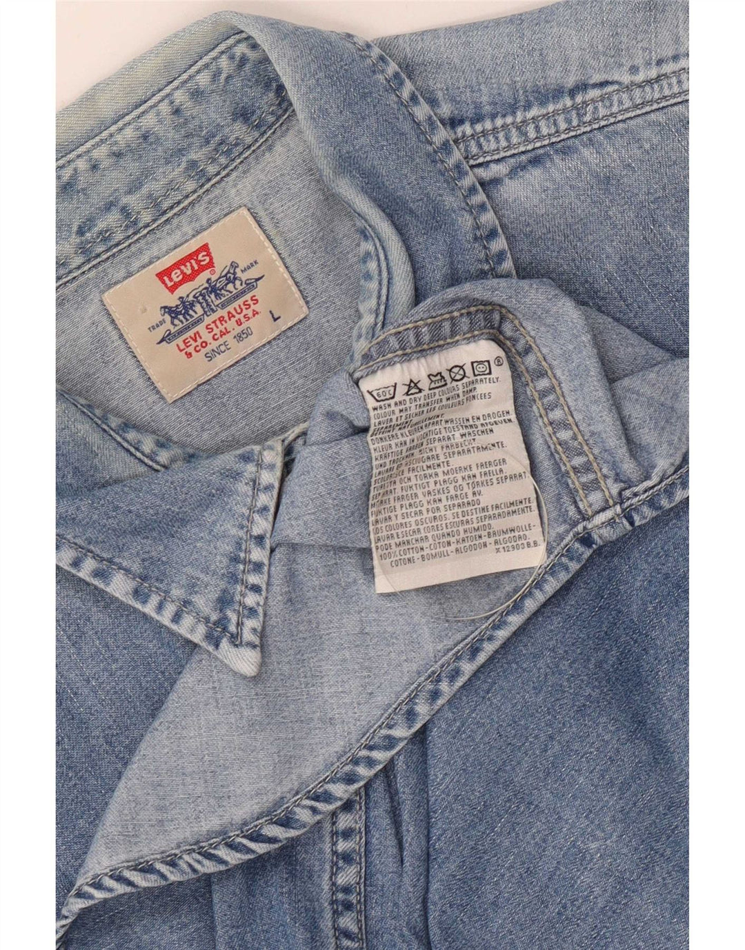 Camicia di jeans da uomo Levi's Large in cotone blu