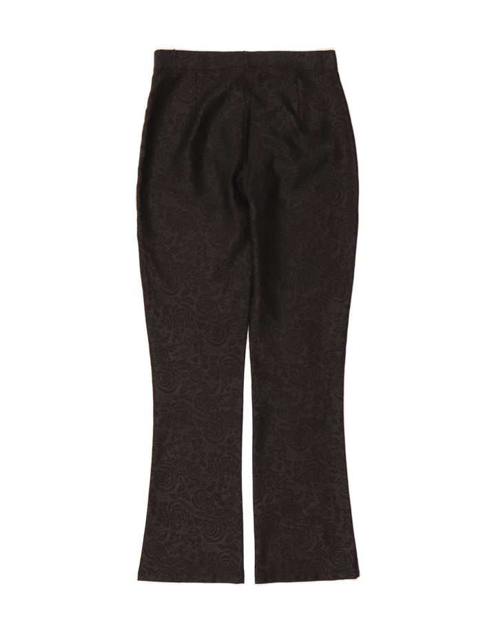 VINTAGE Womens Bootcut Chino Trousers W30 L31 Black Floral Polyester Vintage Vintage and Second-Hand Vintage from Messina Hembry 