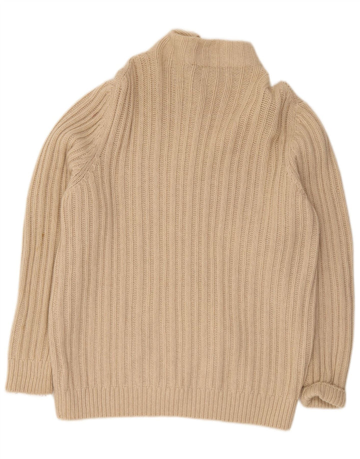 Maglione cardigan con zip intera da uomo Fred Perry XL in lana beige