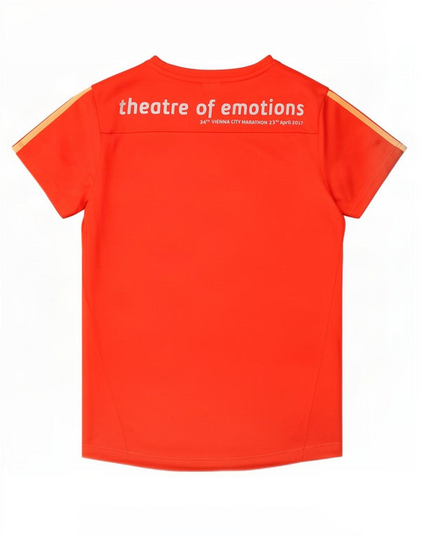 Adidas T-shirt grafica da corsa da donna Top UK 12/14 Poliestere arancione medio
