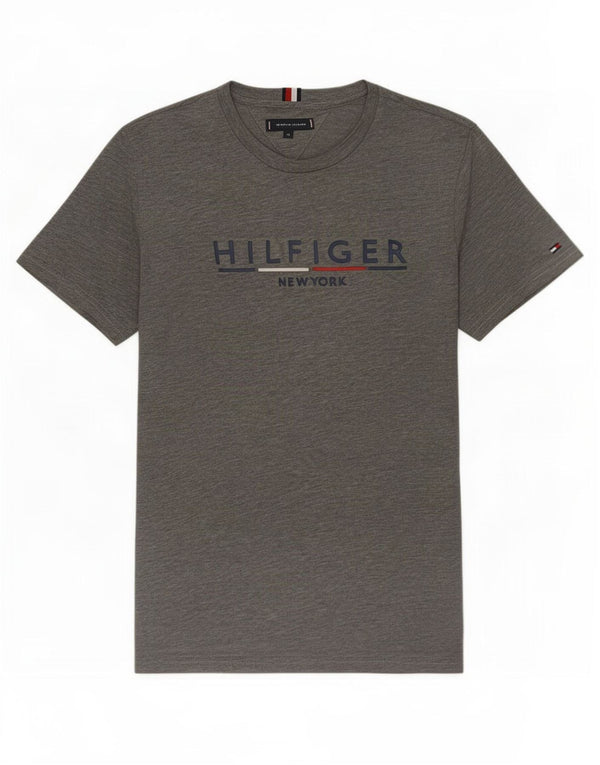 T-shirt grafica da uomo Tommy Hilfiger Top XL in cotone grigio
