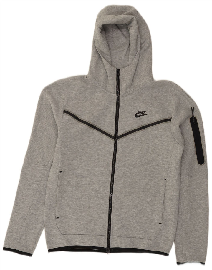 Felpa con cappuccio e zip Nike da uomo, piccola, in cotone grigio screziato