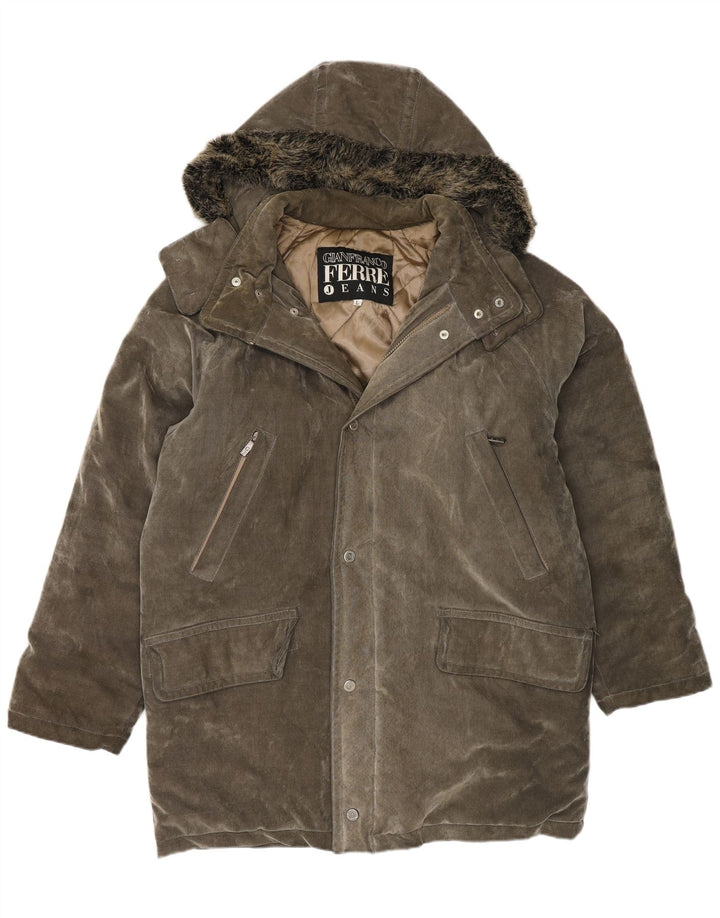 Giacca Parka da uomo con cappuccio Gianfranco Ferre UK 40 Large Grigio