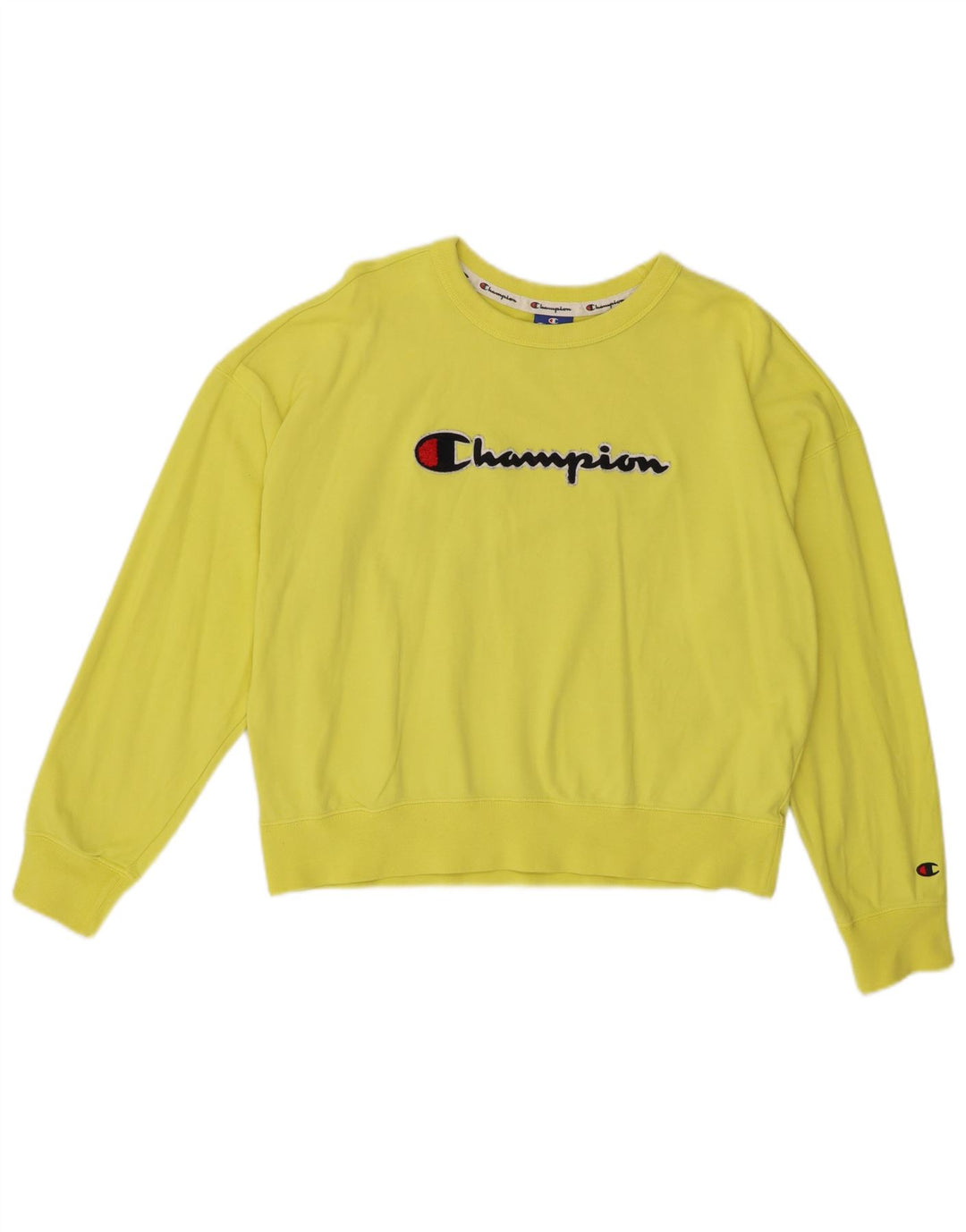 Felpa oversize con grafica da donna Champion UK 14 Medium Giallo