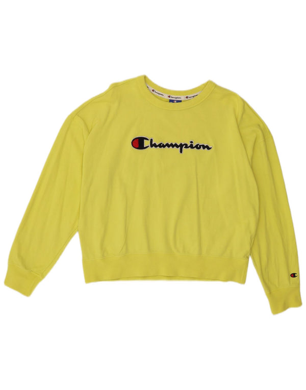Felpa oversize con grafica da donna Champion UK 14 Medium Giallo
