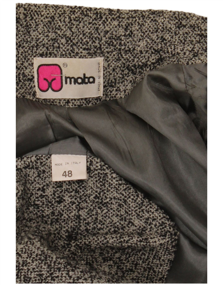 Giacca blazer vintage da donna a 2 bottoni IT 48 XL lana screziata grigia