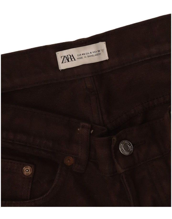 Jeans dritti a vita alta da donna Zara EU 40 medio W30 L28 marrone