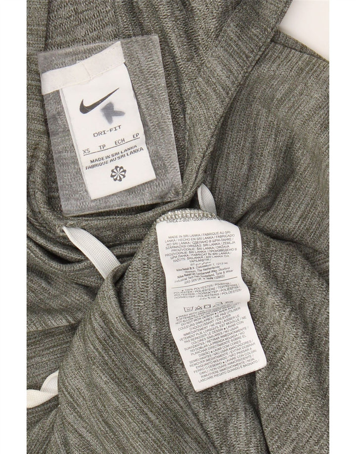 NIKE Maglia con cappuccio Dri Fit da donna UK 6 XS Poliestere chiazzato kaki