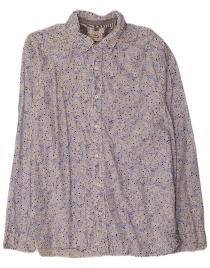 Camicia da uomo White Stuff modello astratto vestibilità classica XL in cotone blu