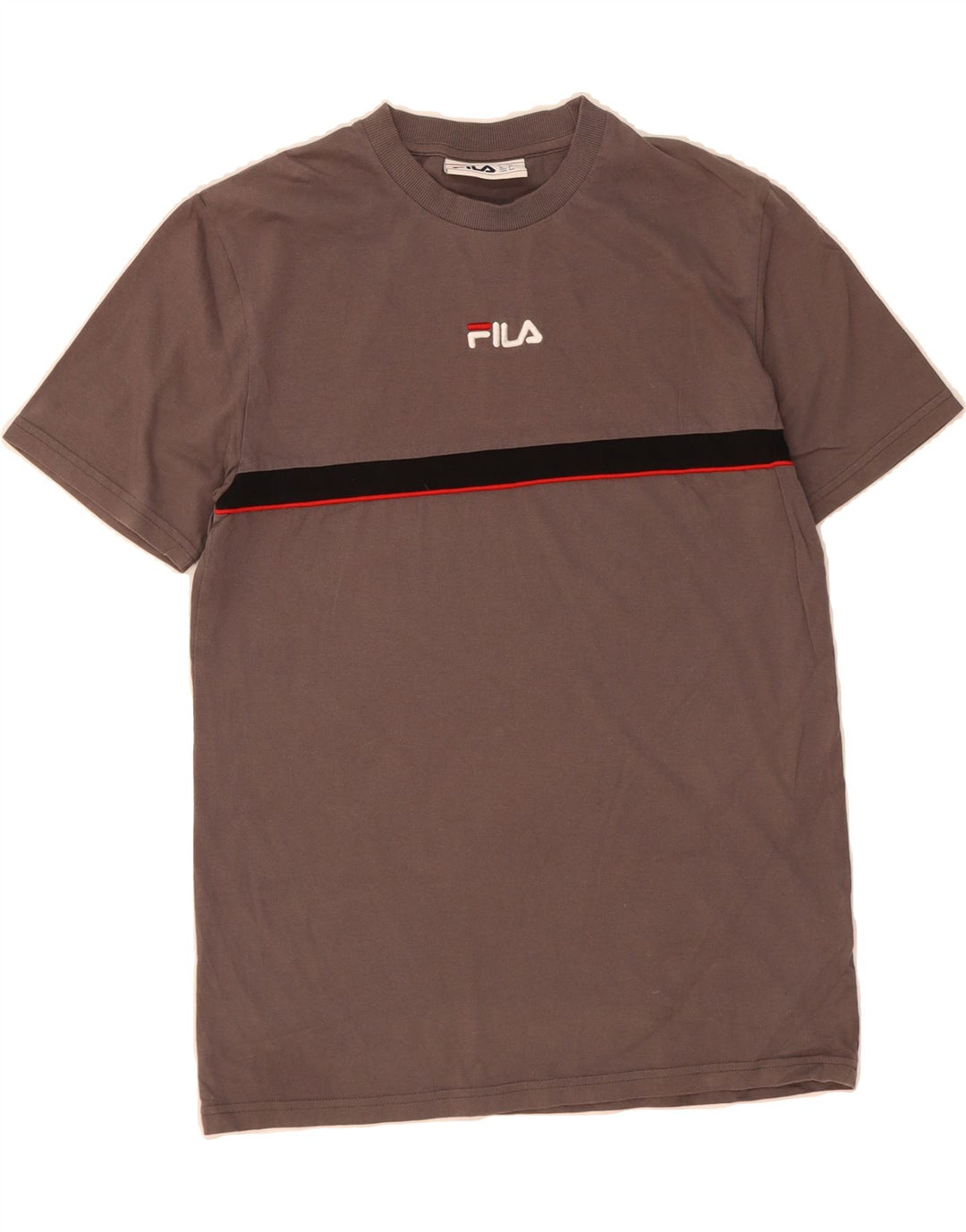 FILA Mens T-Shirt Top Small Grey Striped Cotton Vintage Fila and Second-Hand Fila from Messina Hembry 