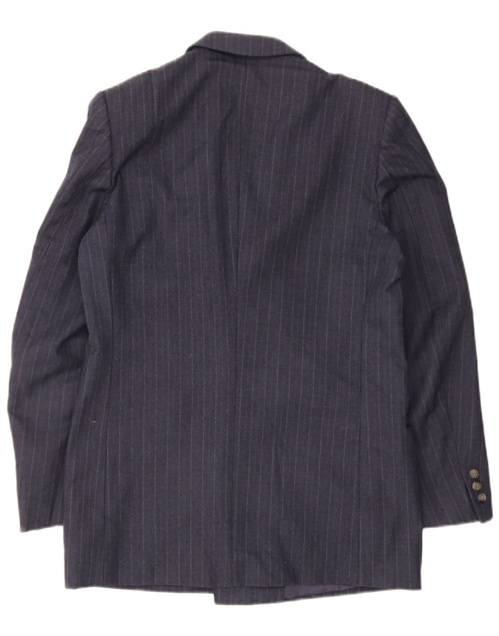 Giacca blazer doppiopetto vintage da uomo UK 38 medio blu navy a righe
