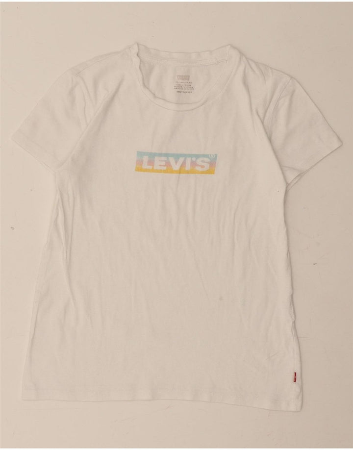 LEVI'S Womens Graphic T-Shirt Top UK 2 2XS White Vintage Levi's and Second-Hand Levi's from Messina Hembry 