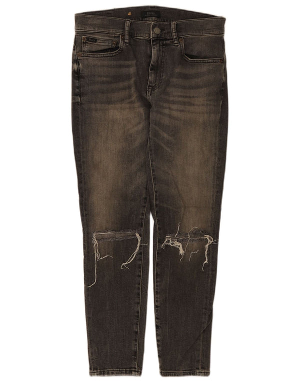 POLO RALPH LAUREN Jeans skinny effetto consumato da donna W28 L25 cotone grigio
